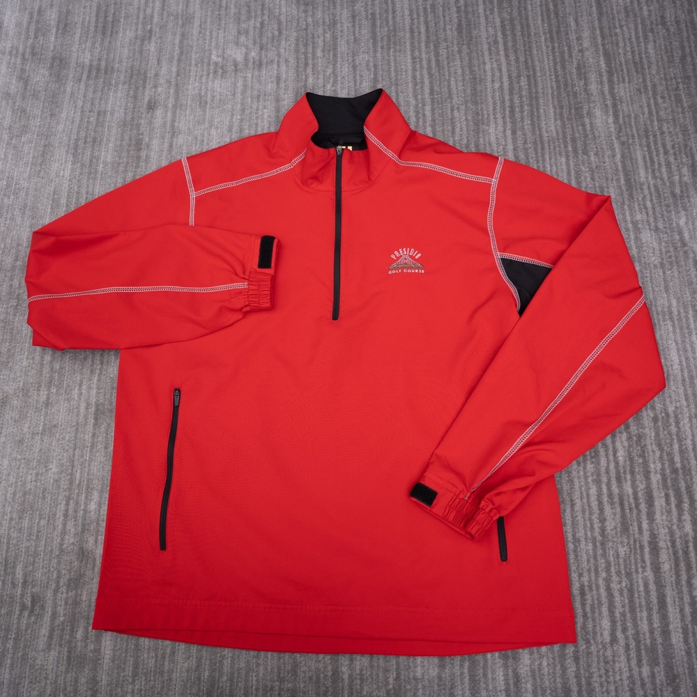 FootJoy Pullover Jacket Mens XL Red Excellent Presidio Golf Course 1/4 Zip